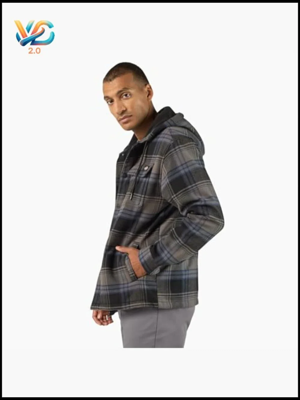 Relaxed Fit Cotton Flannel Shirt Jacket with Snap Front
